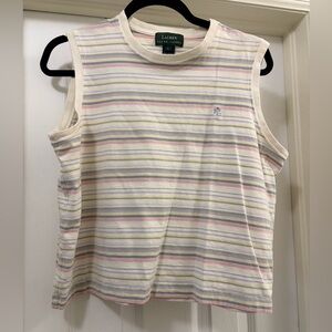 Ralph Lauren White and Pastel Striped Tank Top size Large EUC so cute